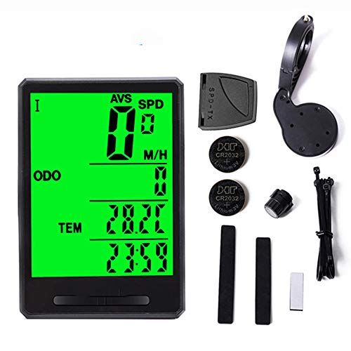 MUYEY Velocímetro de Bicicleta Computadora Cronómetro inalámbrico Odómetro a Prueba de Agua 21 Función LCD Velocímetro Sensor de Velocidad Accesorios para Montar,Button Wireless