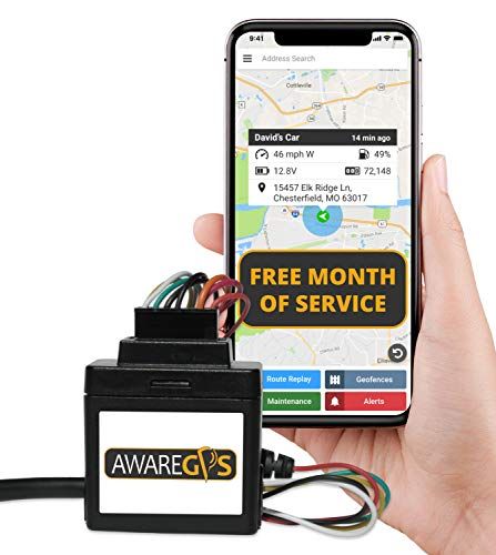 Conscientes de Sistema de rastreador GPS y GPS, Dispositivo de Seguimiento para OBD Coche GPS, vehículo Dispositivo de Seguimiento apvds1, Cableado + un Mes, Negro