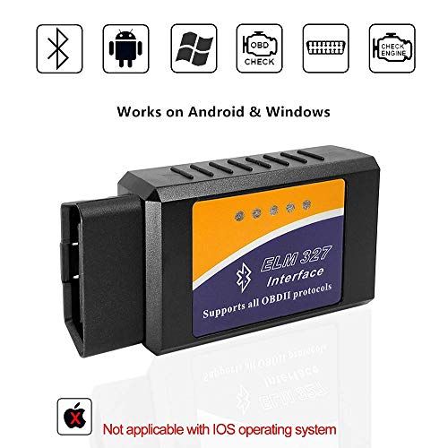 LJPXHHU ELM327 OBD2 lector de código de escáner Bluetooth para Android Windows, herramienta de escaneo de diagnóstico de auto adaptador OBDII para luz de comprobación del motor con aplicación Torque Pro