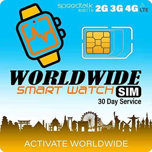 SpeedTalk Mobile Tarjeta SIM para Relojes Inteligentes - Compatible con Bandas 2G, 3G y 4G - Cobertura en 200 países - EE. UU/México/España/Puerto Rico/Costa Rica/Guatemala/Panamá