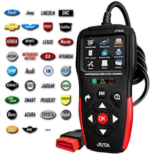 JUTA JT600 - Lector de códigos de avería universal EOBD OBD2 para escáner de averías, lector de códigos de avería, luz de motor autoOBD OBD-II CAN herramienta de diagnóstico con datos en directo (modelo 2019)