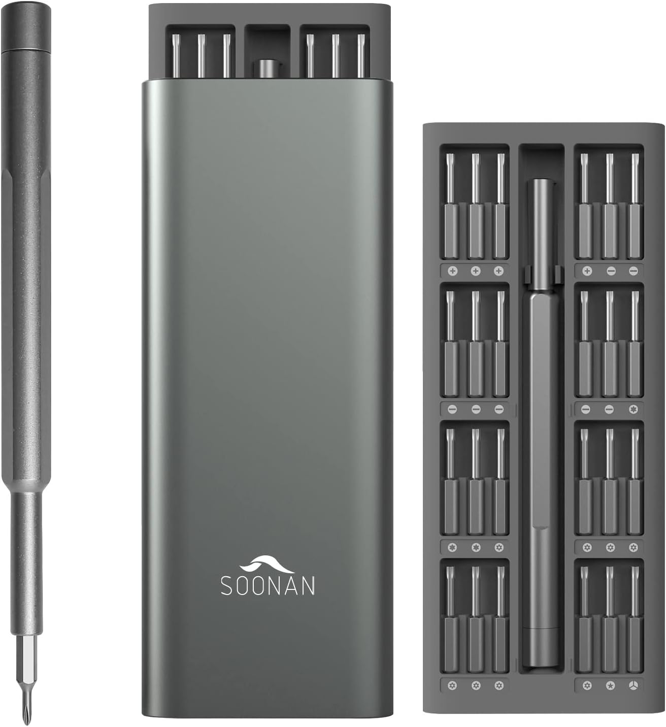 SOONAN Juego de mini destornilladores de precisión, 48 en 1, juego de puntas Torx de destornilladores pequeños, con funda de aluminio de alta calidad para iPhone, smartphone, iPad, PC, juguetes electrónicos, laptop, lentes