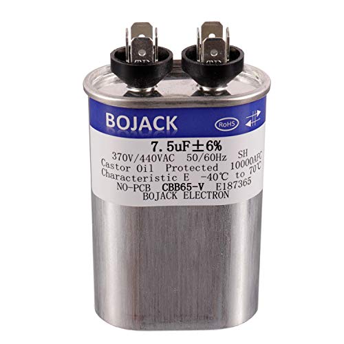 BOJACK 7.5 uF ±6% 7.5 MFD 370 V/440 V CBB65 Condensador de arranque ovalado para motor AC o arranque del ventilador y bomba de calor aire acondicionado