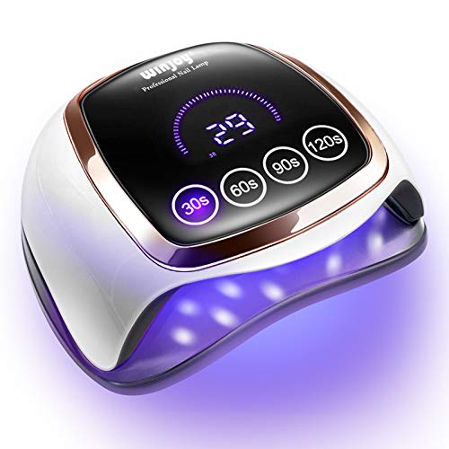 Winjoy - Lámpara de gel UV LED para uñas con 4 ajustes de temporizador y sensor automático, 168 W, para uso doméstico
