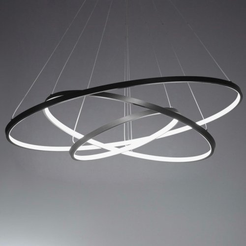 LightInTheBox Lámpara colgante de 90 W de diseño moderno LED de tres anillos de araña de color negro, fuente de luz = blanco cálido, voltaje = 110-120 V