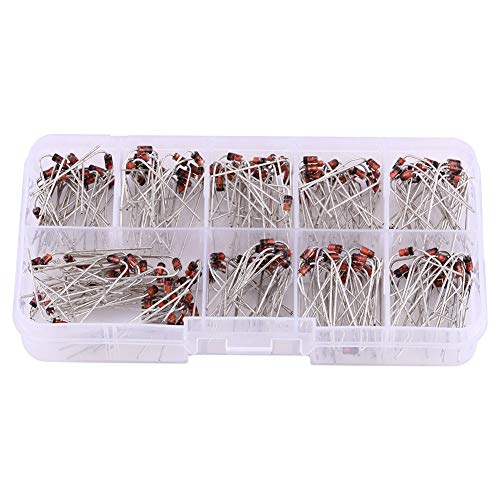 Akozon Kit de diodo rectificador Regulación de voltaje 1W 200pcs 10Values Zener Diode Surtido Kit electrónico 1N4738~1N4748 con caja de almacenamiento