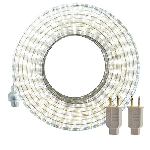 SURNIE Luces LED de cuerda para exteriores blancas 50 pies impermeables flexibles tiras de luces 110V conectables cortables 6000K iluminación de cinta para interiores certificación UL ubicación decorativa escaleras de jardín balcón fiesta