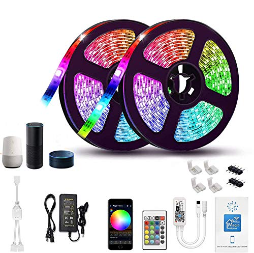 Gizmozs Tira LED, led lights, Luces LED con Kit, Tira de luz controlada por teléfono Inteligente, inalámbrico, WiFi 5050, Trabaja con Sistema Android y iOS, Alexa, Asistente de Google, 32.8ft / 10M (2x5M)