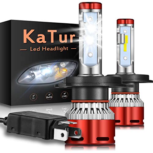 KATUR H4 9003 HB2 Haz Alto/bajo Bombillas led Faros Chips CSP Mini Design Super Bright 12000LM Kit de conversión de Faros a Prueba de Agua 60W 6500K Xenón Blanco-2 años de garantía