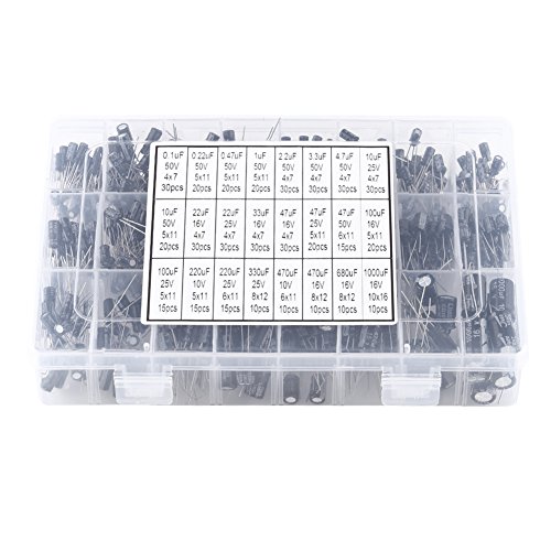 Condensadores electrolíticos de 500 piezas 16 V-50 V, condensador electrolítico de aluminio, capacitancia de 0,1 uF ~ 1000 uF, kit surtido de condensadores electrolíticos, para hacer circuitos