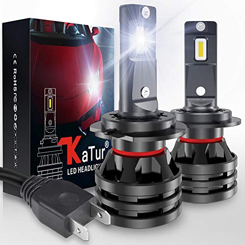 KATUR H7 Led Bombillas para faros delanteros Diseño mini Chips de CREE mejorados 12000 LM Kit de conversión LED todo en uno a prueba de agua 55W 6500K Xenon blanco-2 años de garantía
