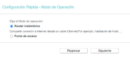 Configuración archer C50 modo de operación paso 2