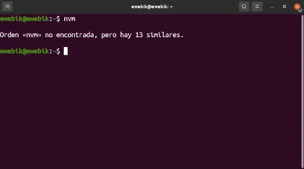 Instalación de NVM en Ubuntu, no se reconocer el comando NVM en Ubuntu.