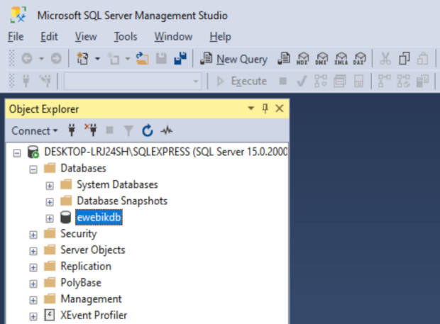 Explorador de objetos de sql server management studio