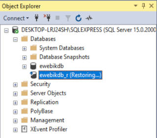 Restauración NORECOVERY de un respaldo completo en SQL Server Management Studio